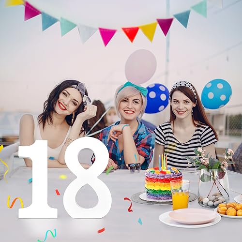 AOCEAN 10 Inch White Wood Numbers Unfinished Wood Numbers for Wall Decor Decorative Standing Numbers Slices Sign Board Decoration for Craft Home AOCEAN