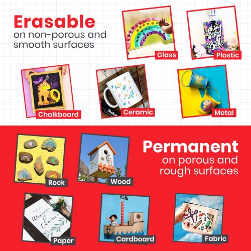 5 Red Chalkboard Chalk Markers - Red Dry Erase Markers for Blackboard, Chalkboard Signs, Windows, Glass | Variety Pack - Fine & Jumbo Size Ink Pen Chalkola