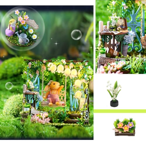 DIY Miniature and Furniture Dollhouse Kit,Mini 3D Wooden Doll House Craft Model with Dust Proof Cover and LED,Creative Room Idea Best Gift for Friend Montidey