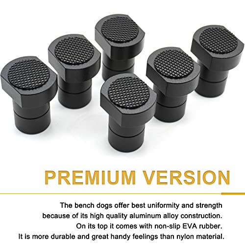 6 Pack Bench Dogs Bench Dog Clamp Woodworking Accessories For 3/4 Inch Workbench Dog Hole With Non-Slip Pad Aluminum Alloy MFT stops (19mm) ViewReal