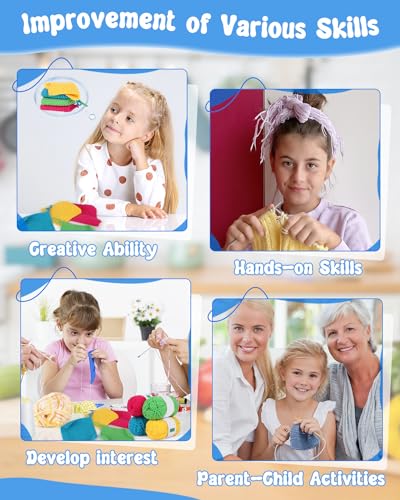 Katech Knitting Kit for Beginners-Learn to Knit Dishcloth-Beginner Knitting Kit for Adults Kids with Knitting Book, Knitting Needles, Soft Wool Yarn, Katech