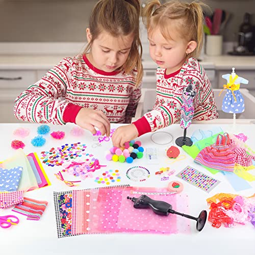 Ecore Fun 448 Pcs Fashion Design Kit for Girls Doll Accessories DIY Set Creativity DIY Arts & Crafts Toys with Mannequins Gift for 6-8 8-12 Year Old Ecore Fun