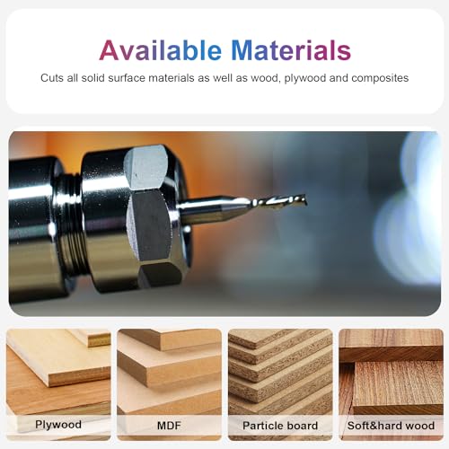 SpeTool 5PCS Down Cut Spiral Router Bit Set 1/4" Shank with 1/8" Cutting Diameter, Carbide CNC Bits for Wood Cutter Milling SpeTool