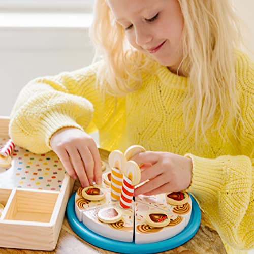 Melissa & Doug Birthday Party Cake - Wooden Play Food With Mix-n-Match Toppings and 7 Candles Melissa & Doug