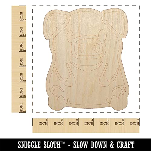 Cute Little Pig Sitting Unfinished Wood Shape Piece Cutout for DIY Craft Projects - 1/4 Inch Thick - 6.25 Inch Size Sniggle Sloth