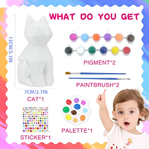 HAPMARS Paint Your Own Cat Lamp Kit 1pcs, DIY Geometric Cat Art Craft Painting Kits for Girls Boys, Girl Boy Crafts for Kid Age 4 5 6 7 8 9 10 11 HAPMARS