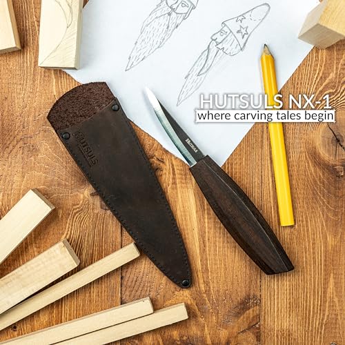Hutsuls NX-1 Whittling Knife with Leather Sheath - The Carver's Choice, Exquisite Sloyd Knife Wood Carving, Master Craft Wood Carving Knife Hutsuls