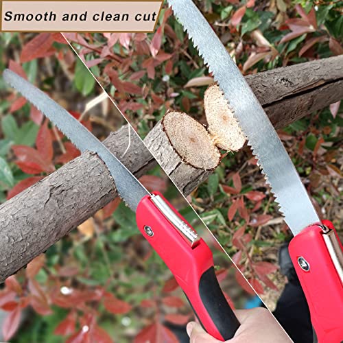 WEIMELTOY 10 Inch Heavy Duty Pruning Saw, Folding Hand Saw with SK5 Curved Blade, Triple-cut Razor Teeth Used for Trees Wood Cutting Camping WEIMELTOY
