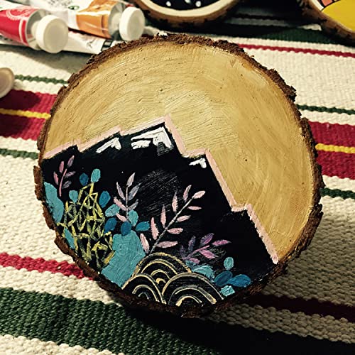 FSWCCK 4 Pack Unfinished Large Wood Slices, 7-8 Inches Round Wooden Circle with Tree Bark, Rustic Wood Slices for DIY Painting Crafts, Weddings FSWCCK