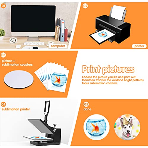 Round Sublimation Blank Coasters, Circle Cup Mat, Heat Transfer Rubber Coaster, Heat Press Cup Coaster, 4 Inches (16 Pieces) Geiserailie