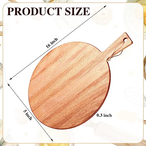 Patelai 12 Piece Round Wood Cutting Board Pizza Peel with Handle Laser Engraving Serving Board Charcuterie Cheese Bread Cutting Board for DIY Wedding Patelai