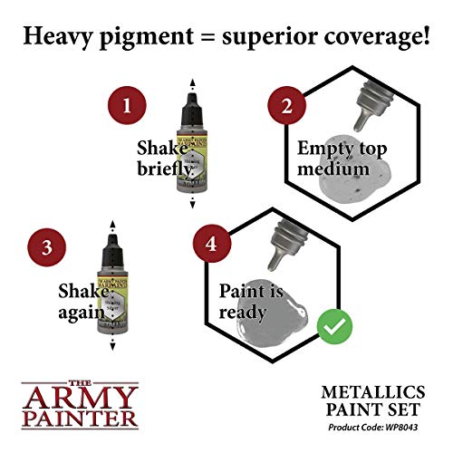 The Army Painter Metallic Paint Set-Hobby Acrylic Paint Set of 8 Metallic Acrylic Paint, 18ml Dropper Bottles-Acrylic Hobby Paint Set of Acrylic The Army Painter