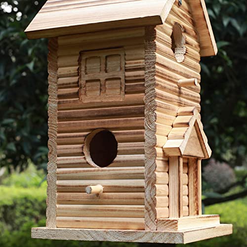 STARSWR Bird House,Outdoor Bird Houses for Outside Clearance,2 Hole Wooden BlueBirdHouse Finch Cardinals Hanging Birdhouse Nesting Box for Wild Bird STARSWR