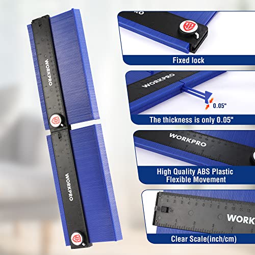 WORKPRO Connectable Contour Gauge (10+10 Inch), Profile Duplicator with Lock, Precisely Copy Irregular Shape, Gift for Father, Husband, Outline WORKPRO