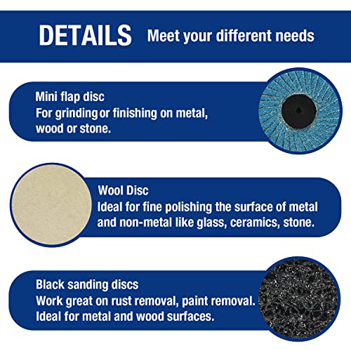 WORKPRO 101-pieces Sanding Discs Set, 2 inch Discs with 1/4 inch Holder, Surface Conditioning Disc for Die Grinder Surface Prep Strip Grind Polish WORKPRO