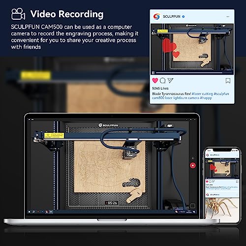 SCULPFUN CAM500 Lightburn Camera,Precise Positioning Lightburn Camera for Laser Engraver,HD Rrecording,Batch Engraving,Image Ttracing,Working Range SCULPFUN