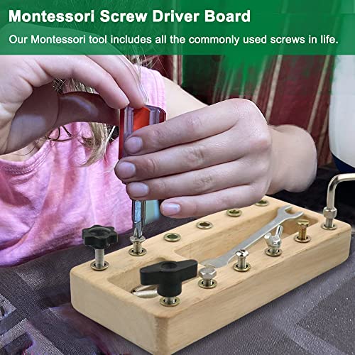 Inslat Montessori Screwdriver Board Set, Wooden Montessori Toys for 3 4 5 Year Old Kids, Educational Screw Board Sensory Learning Toys STEM Fine Inslat