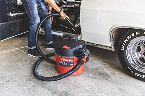 CRAFTSMAN CMXEVBE17925 5 Gallon 5.0 Peak HP Wet/Dry Wall Vac, Wall-Mounted Shop Vacuum with Attachments Craftsman