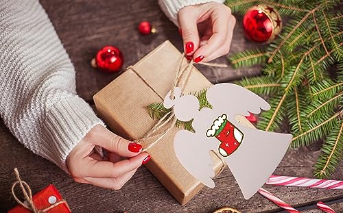 50PCS Unfinished Christmas Wooden Angel Ornaments Wooden Angel for Crafts Hanging Angel Wood Decoration Christmas Crafts Wood Slices Wooden Ornament BESPMOSP