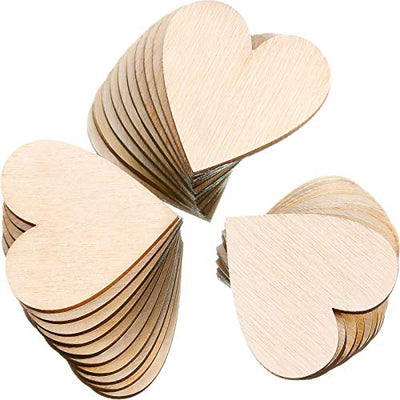 200 Pieces Wood Heart Cutouts Wooden Heart Slices Wooden Tree Pieces for Art Craft Embellishments Ornaments Decoration for Wedding Valentine Crafts
