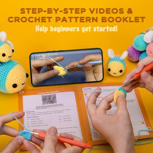 Crochetta Crochet Kit for Beginners, Beginner Crochet Starter Kit with Step-by-Step Video Tutorials, Beginner Crochet Kit for Adults Kids, Knitting Crochetta