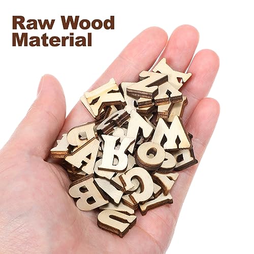 KALLORY 15mm Wood Alphabet Letters, 200pcs Unfinished Mini Blank Wood Symbols A-z Wood Pieces for Wedding Day Decor, Spelling Education, DIY Homemade KALLORY