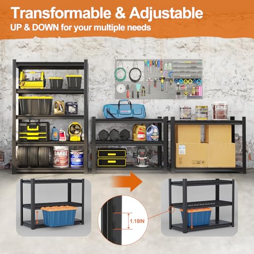 Gadroad 5 Tier Shelving Heavy Duty Storage Shelves Adjustable Garage Utility Shelf Rack Metal Shelving Unit Multipurpose Shelf Warehouse Basement Gadroad