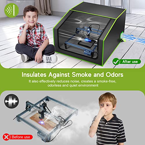 Laser Engraver Enclosure with Vent, Fireproof Laser Cutter Protective Cover, Smoke & Odor Insulation, Noise Reduction, Eye Protection, Suitable for SCULPFUN