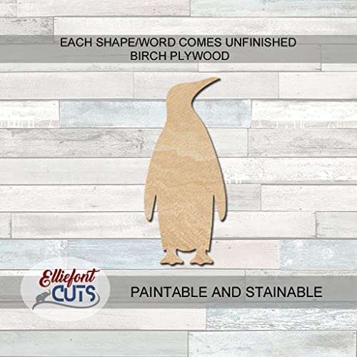 Emperor Penguin Wood Cutouts for crafts, Laser Cut Wood Shapes 5mm thick Baltic Birch Wood, Multiple Sizes Available Elliefont Styles