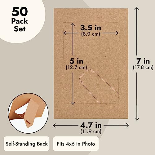 50 Pack Kraft Paper Picture Frames 4x6, Cardboard Photo Easels for DIY Projects, Crafts Juvale