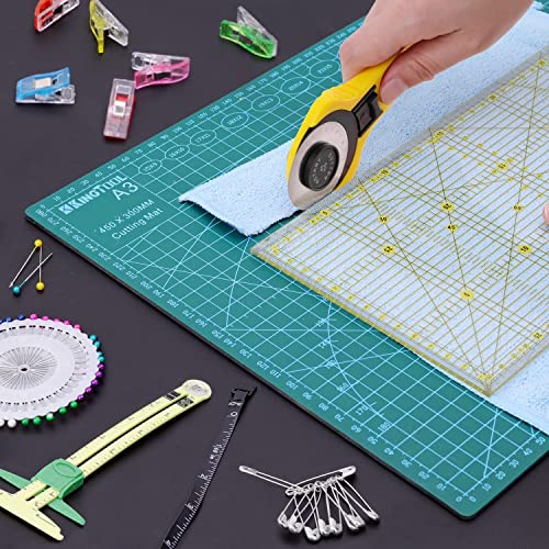 78 Pcs Rotary Cutter Set - KingTool 45mm Cutter Kit with A3 Cutting Mat, Fabric Scissors 3 Replacement Blades, Quilting Rulers, Sewing Clips, Sewing KINGTOOL