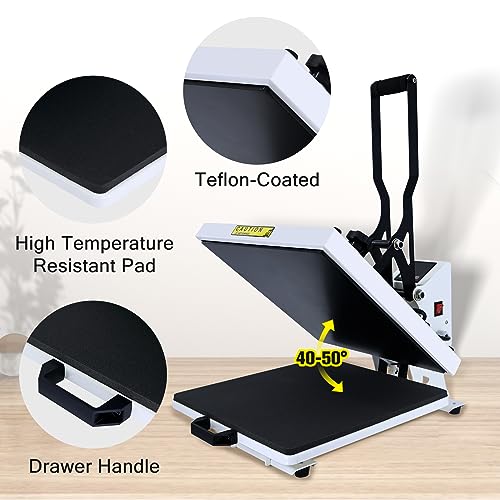 ColorSub Heat Press Machine for T-Shirt 15x15, Digital Industrial Quality Heat Press Machine Clamshell Transfer Sublimation Print Press Machine White ColorSub