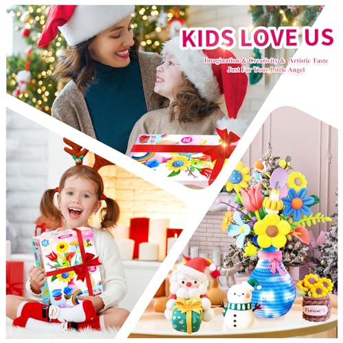 Titoclar Make Your Own Air Dry Clay Flower Bouquet - Arts and Crafts for Kids Girls 8-12 6-8, 4 5 6 7 8 9 10 11 12 Year Old Girl Gifts Toys, Titoclar