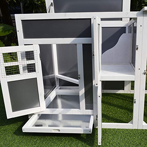 PawHut 63" Chicken Coop Wooden, Outdoor Chicken Cage Hen House with Run Area, Nesting Box, Waterproof Roof, Removable Tray PawHut