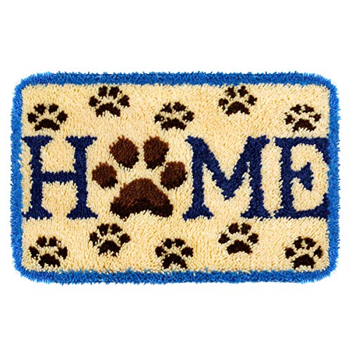 clubevy Latch Hook Rug Kits, Kids Adults Carpet Embroidery Set Beginners Cross Stitch DIY Crochet Needlework Crafts Kits with Yarn, Crochet Hook and clubevy