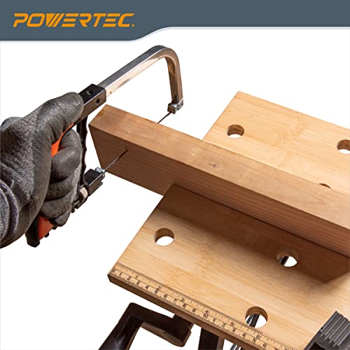 POWERTEC MT4006V Deluxe Bamboo Workbench Top | Portable Project Center and Vise Tool w/4 Bench Dogs POWERTEC