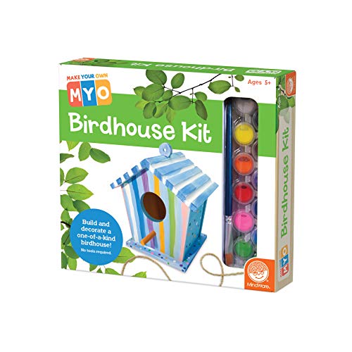 MindWare Make Your Own Birdhouse Kit - Wood Art Kit for Kids - Includes Pre-Cut Wood Pieces and Art Supplies to Assemble and Paint Your Own Bird MindWare