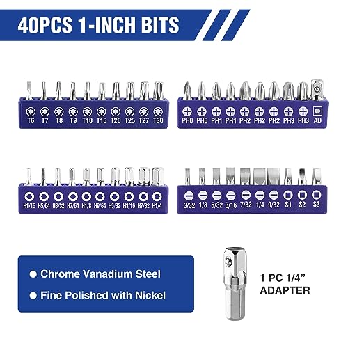 WORKPRO 61PC Magnetic Screwdriver Bits & Nut Driver Set with Organizer Bag, DIY Tools & Equipment for Men Women Mechanic, Herramientas Tool Bit Kit WORKPRO