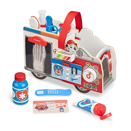 Melissa & Doug PAW Patrol Marshall's Wooden Rescue EMT Caddy (14 Pieces) - PAW Patrol Take-Along Pretend Play First Responder Rescue Kit, PAW Patrol Melissa & Doug