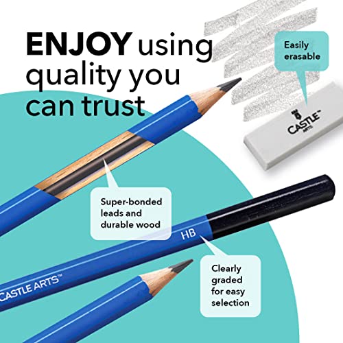 Castle Art Supplies 12 Piece Graphite Drawing Pencils Kit | For Adult Artists – Beginners and Advanced | Presented in Attractive, Compact, Sturdy Castle Art Supplies