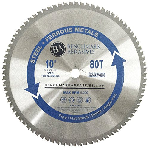 Benchmark Abrasives 10" TCT Saw Blades, Tungsten Carbide Tipped Circular Metal Cutting Saw Blades for Steel, Stainless Steel, Nickel, Titanium, Benchmark Abrasives