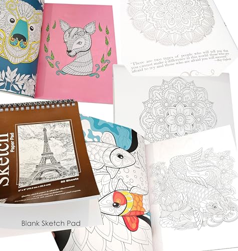 Adult Coloring Book Set | Art kit activities Mandalas, Pencils & Markers care package | Gift basket Get well soon gift, for women, men, after surgery Beyond The Box