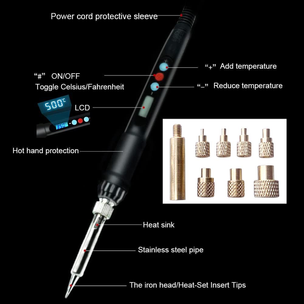 3DZWMAN Vertical Heat Pressing Machine,Heat Set Insert Tool,Brass Inserts 3D Printing,Heat Set Insert tip for Thread Knurled Nut 3DZWMAN