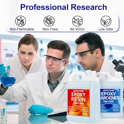 JANCHUN 2 Gallon Crystal Clear Epoxy Resin Kit, High Gloss Casting for River Table Tops, Art Casting Resin, Jewelry Making, DIY, Tumblers, Molds, Art JANCHUN