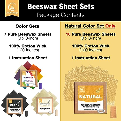Natural Beeswax Sheets for Candle Making - DIY Beeswax Candle Rolling Kit for Kids & Adults Candleology