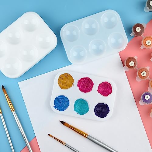 White Art Paint Tray Palette 6 Well Rectangular Watercolor Palette Paint Holder Tray Paint Tray for Student Adult Painting Party Art Painting DIY Mototo