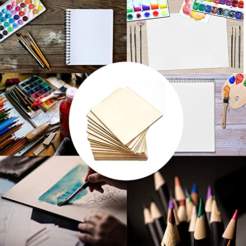 20 Pcs Unfinished Wood Pieces,4 x 4 Inch Blank Natural Slices Wood Square for DIY Crafts Painting, Scrabble Tiles, Coasters, Decoration MYYZMY