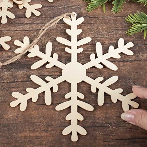 Group of 6 Unfinished Wood Snowflake Ornaments by Factory Direct Craft - Snowflake Wood Cutouts for Christmas Decorating and Holiday Displays (7-1/4 Factory Direct Craft