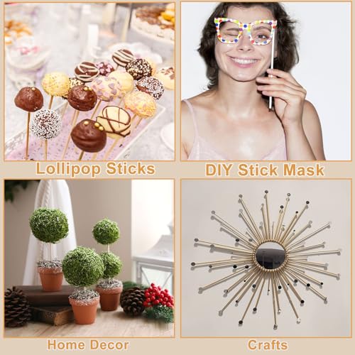 Acrux7 400Pcs Wooden Dowel Rods 1/4 x 6 Inch & 12 Inch Unfinished Dowel Rods Round Wood Sticks Natural Wood Dowels Bulk Dowels Rods for Craft DIY Acrux7