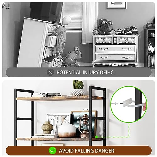 Shintenchi Rustic Brown 5-Tier Industrial Bookcase for Home, Office, and Living Spaces Shintenchi